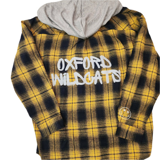 Hooded Lightweight Flannel Shacket - Oxford Wildcats