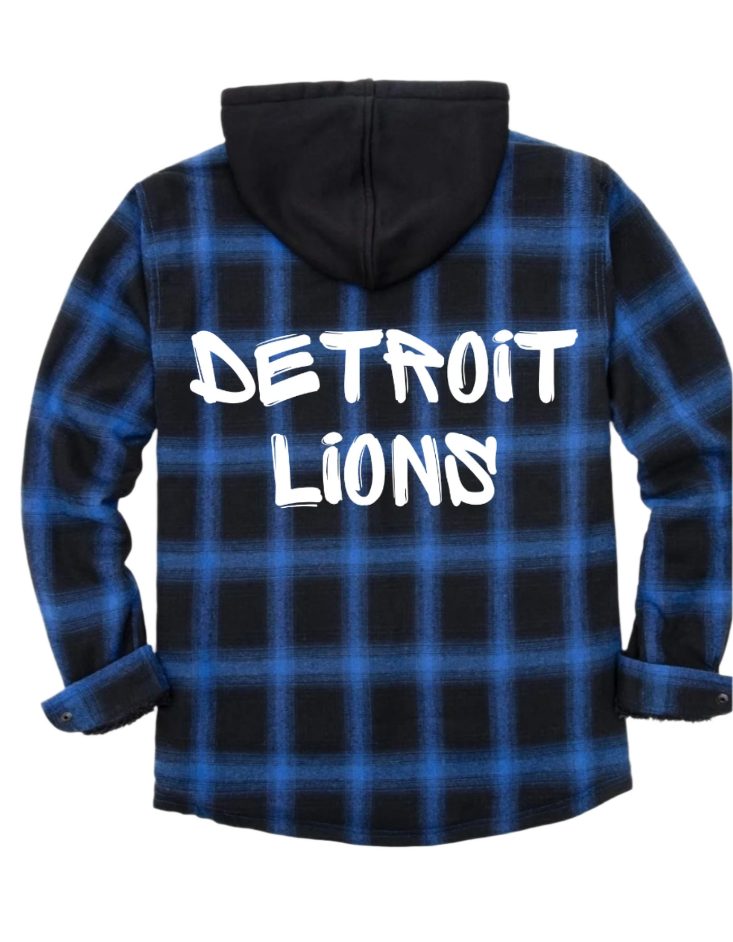 Detroit Lions Sherpa Lined Full Zip Hooded Plaid Jacket