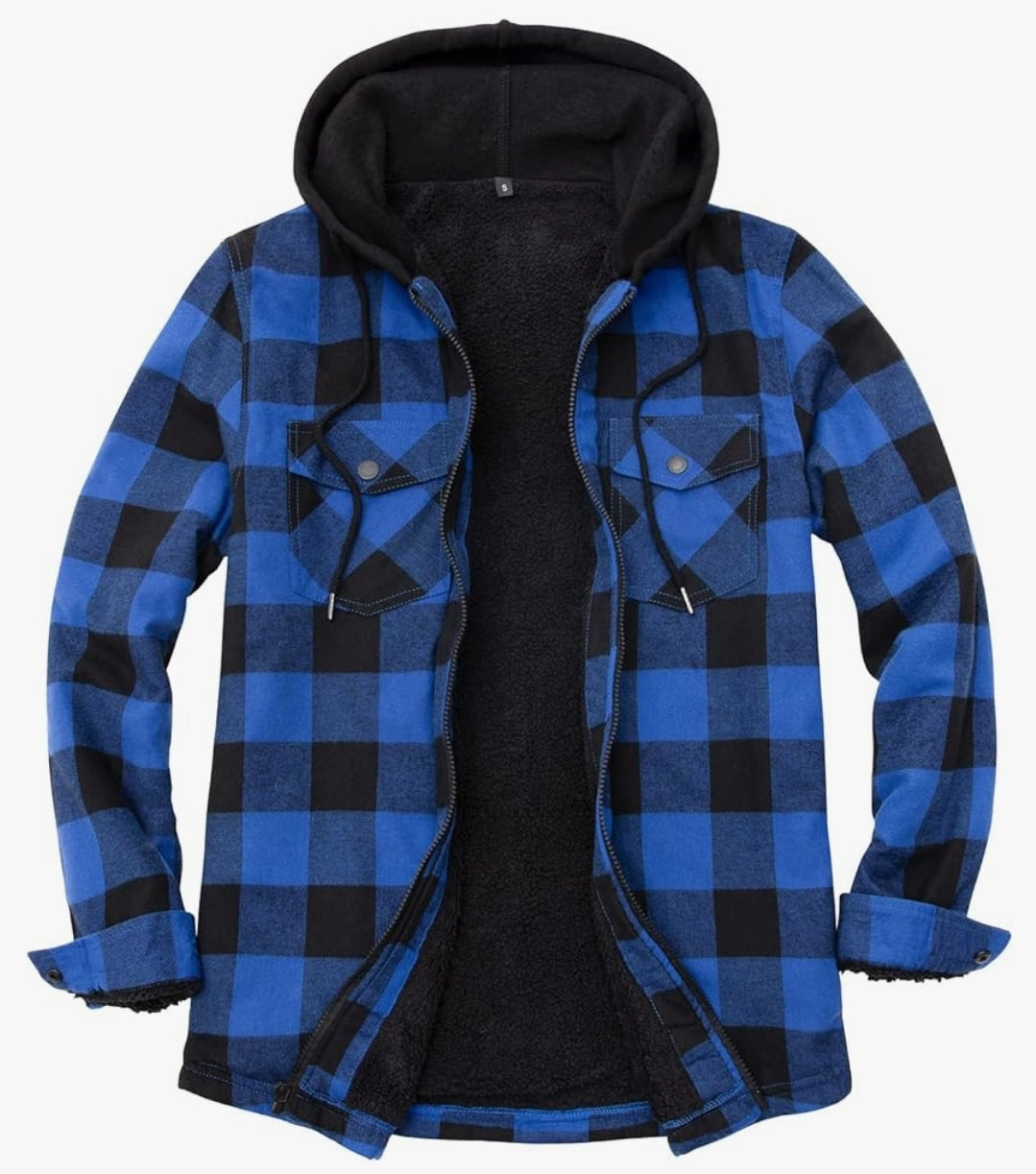 Detroit Lions Sherpa Lined Full Zip Hooded Plaid Jacket